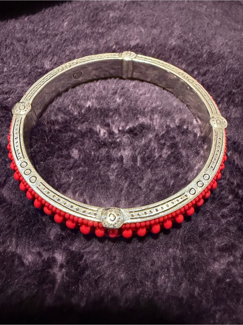 Brighton Red Beaded Bracelet with Silver Trim - Picture 2 of 5